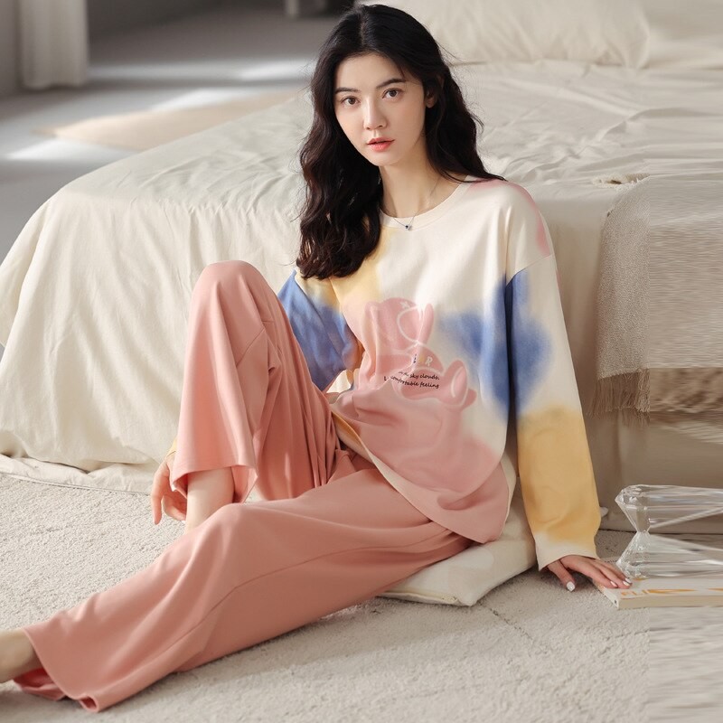 Spring and autumn daily ladies long-sleeved cute cotton pajamas female sets of sweet home wear set pajamas  pjamas for women