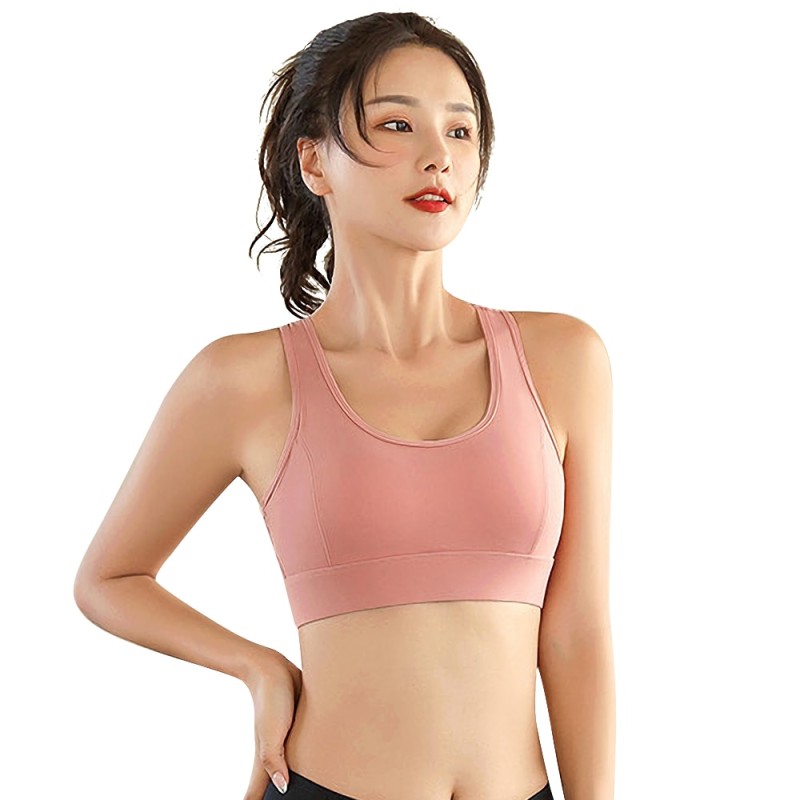 Fitness Bra Top Woman Push Up Wirefree Adjustable Buckle Mesh Splice Nylon Yoga Workout Jogging Femme Sport Underwear Gym Bra