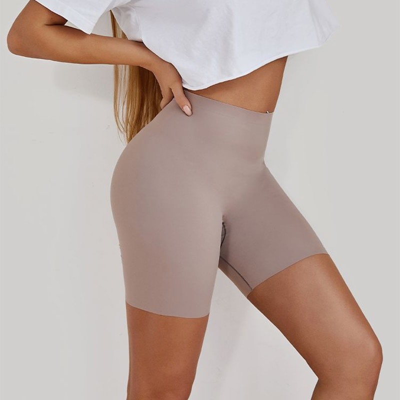 Flarixa Seamless Sports Shorts Women's Panties High Waist Tummy Hips Safety Pants Slim Shaping Underwear Ice Silk Boxer Briefs