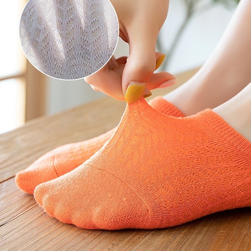 Socks for Women Spring and Summer Boat Socks Shallow Mouth Invisible Cotton Socks Ins Candy Color Silicone Non-Slip Tight Socks
