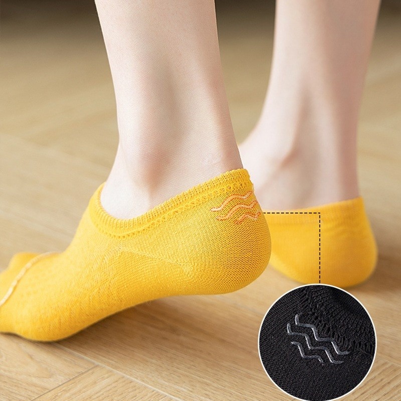 Socks for Women Spring and Summer Boat Socks Shallow Mouth Invisible Cotton Socks Ins Candy Color Silicone Non-Slip Tight Socks