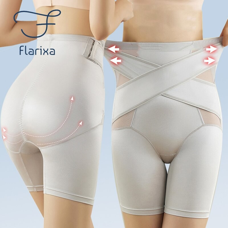 Flarixa Plus Size Women's Waist Trainer Body Shaper Tummy Control Shorts High Waist Flat Belly Panties Butt Lifter Pants Boxer