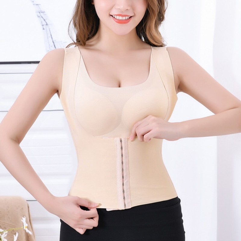 3-In-1 Waist Trainer Bra Corset Shaper Hunchback Correction Shapewear for Women Arm Compression Post Surgery Tank Top Lingerie