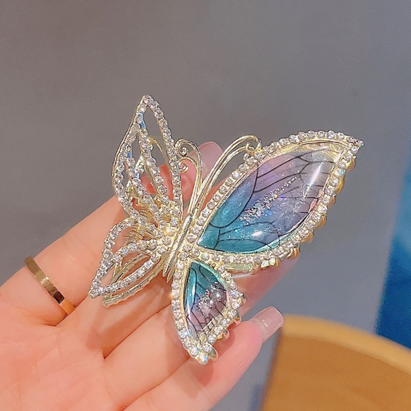 Simulation Butterfly Hair Clip For Women Fashion Rhinestone Metal Hair Claw Barrettes Hairpin Hair Accessories Headwear