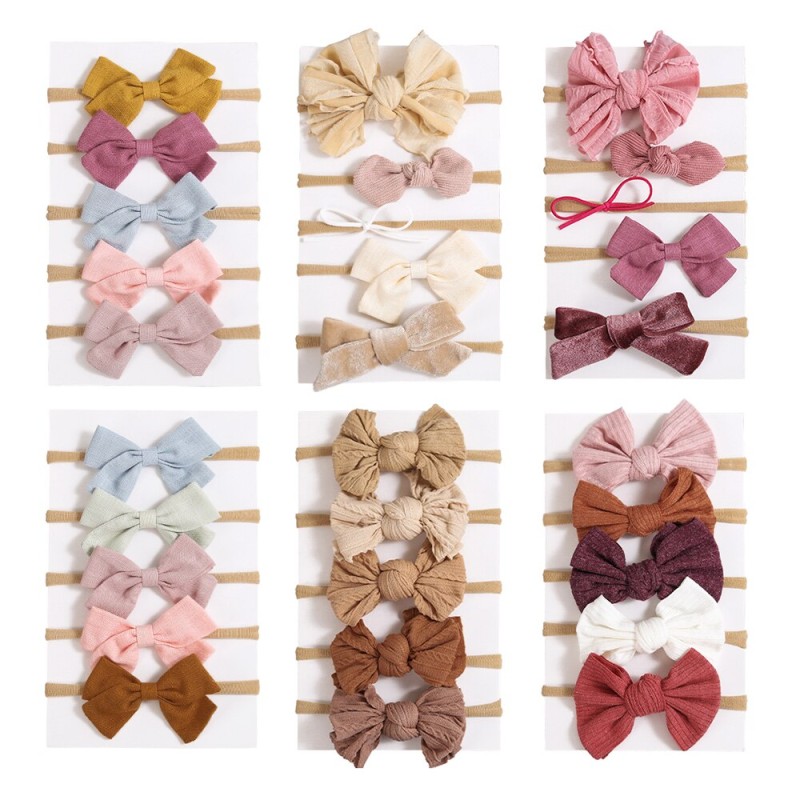 5Pcs/Lot Baby Headband for Baby Girls Soft Elastic Hair bands Bow Headbands Print Hair Bow Kids Headwear Baby Hair Accessories