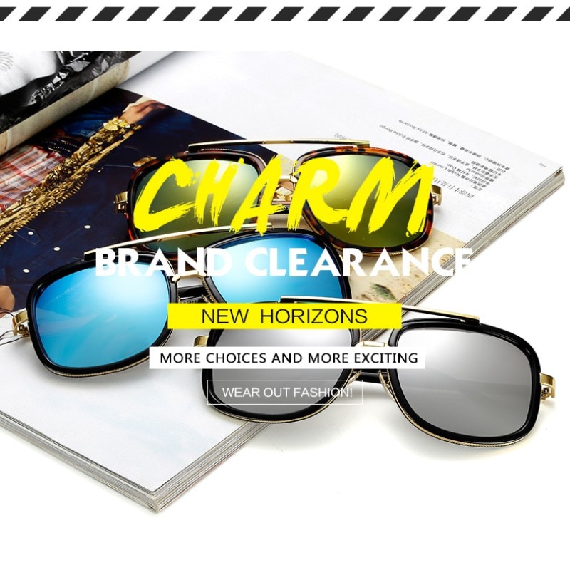 New Fashion Big Frame Sunglasses Men Square Metal Sun Glasses Women Retro Sun Glasses Vintage High Quality Gafas Oculos De Sol