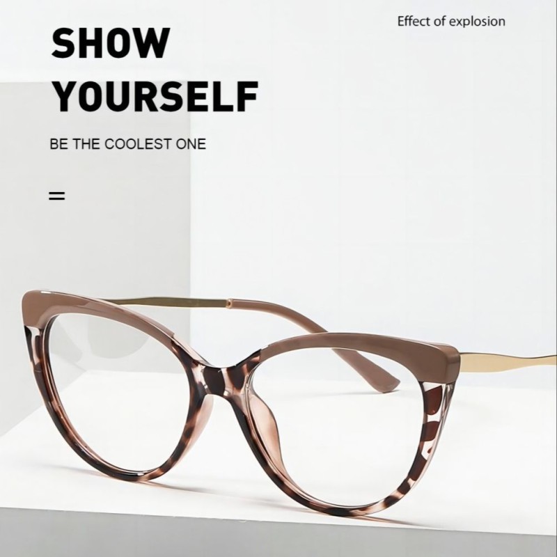 Fashion TR90 Anti Blue Light Blocking Cat Eye Glasses Frame Women Luxury Designer Retro Eyeglasses for Ladies Optical Frame
