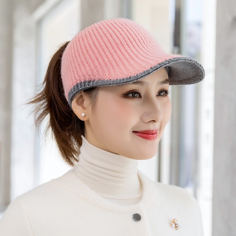 2022 Hats For Women Autumn Winter Sports Empty Top Caps Female Knitted Warm Baseball Cap Fashion Running Golf Sun Hat