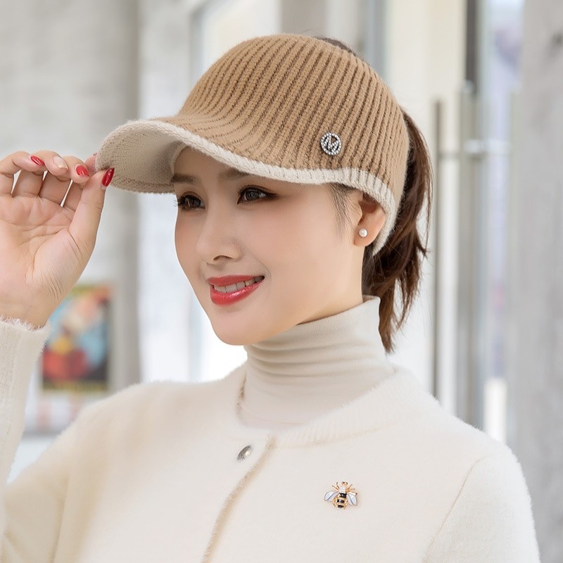 2022 Hats For Women Autumn Winter Sports Empty Top Caps Female Knitted Warm Baseball Cap Fashion Running Golf Sun Hat