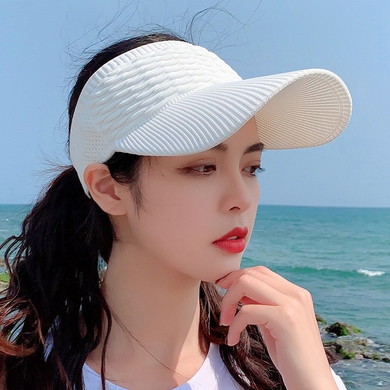 New Long Brim Ponytail Baseball Cap Women Casual Hollow Out Breathable Empty Top Hat Spring Summer Outdoor Sports Golf Beach Hat