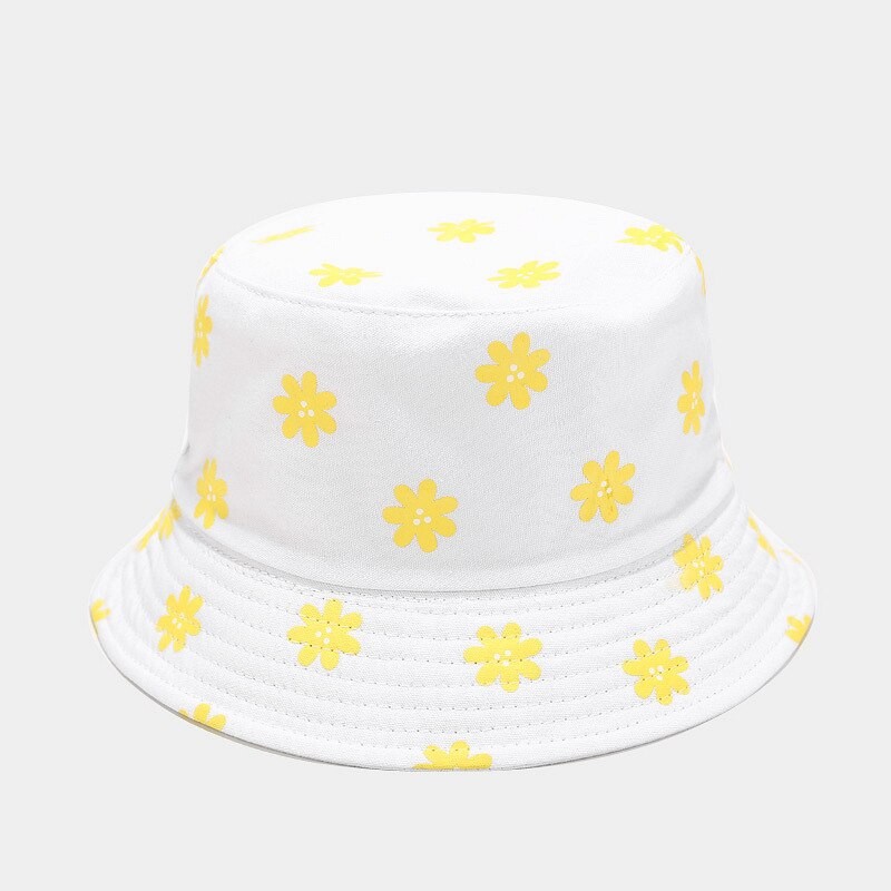 New flower printed fisherman's Hat Women's literature and art small fresh basin hat outdoor double-sided sun visor in summer