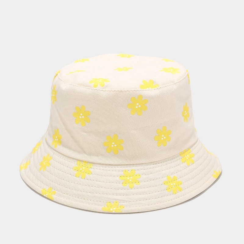New flower printed fisherman's Hat Women's literature and art small fresh basin hat outdoor double-sided sun visor in summer