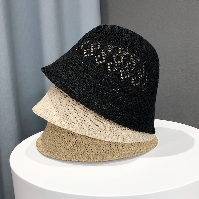 2022New Hollow out breathable ice hemp knitted Bucket Hat female ins fashion fisherman basin Cap Beach Hat Summer Hats For Women