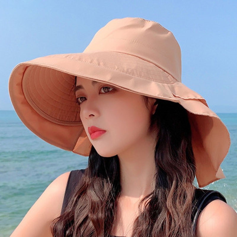 New Women's Summer Sun Hat With Neck Protector And Sunshade For Outdoor Cycling Trip Big-Brimmed Fisherman's Hat