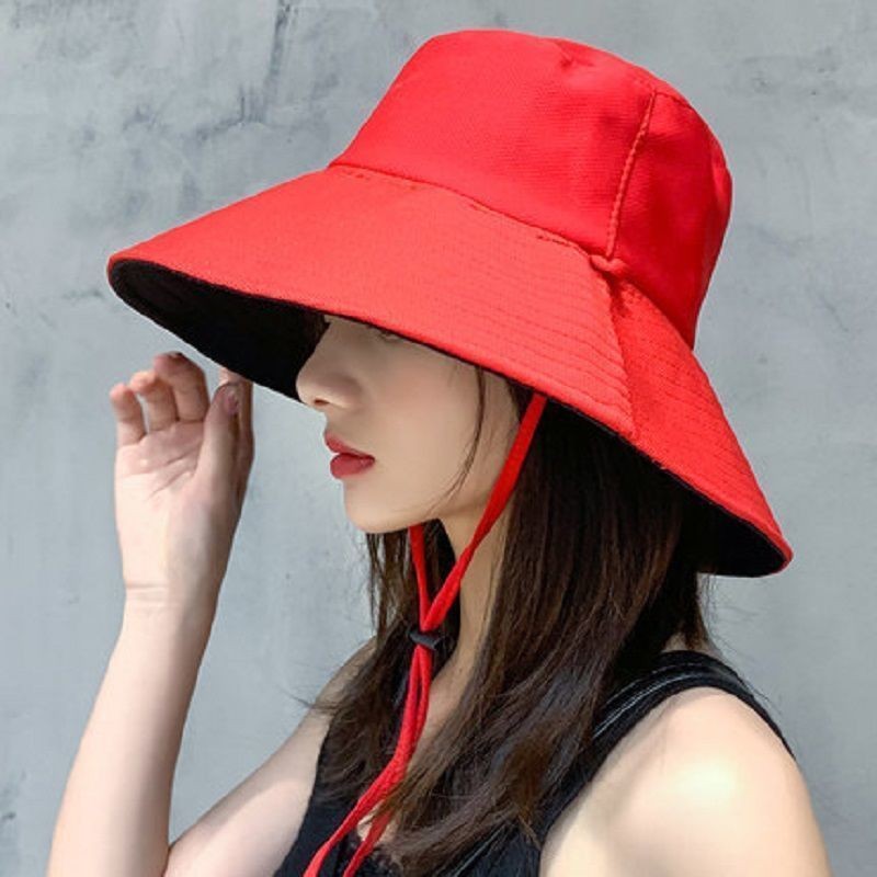 Hat children's Korean version of sunshade double-sided fisherman's hat is versatile, fashionable and simple, large brim sunscree