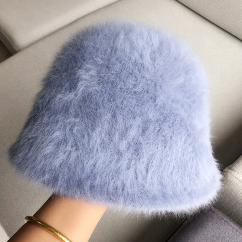 2023 Hat winter women's fashion Solid color rabbit fur hat bucket cap fisherman's hat retro knitted wool basin Bucket Hat