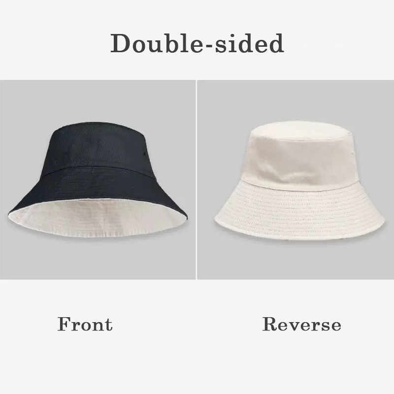 Double-sided Foldable Bucket Hat for Women Girls Summer Sun Hat Fisherman Visor Cap Anti-UV Wide Brim Sunscreen Hats Cotton Caps