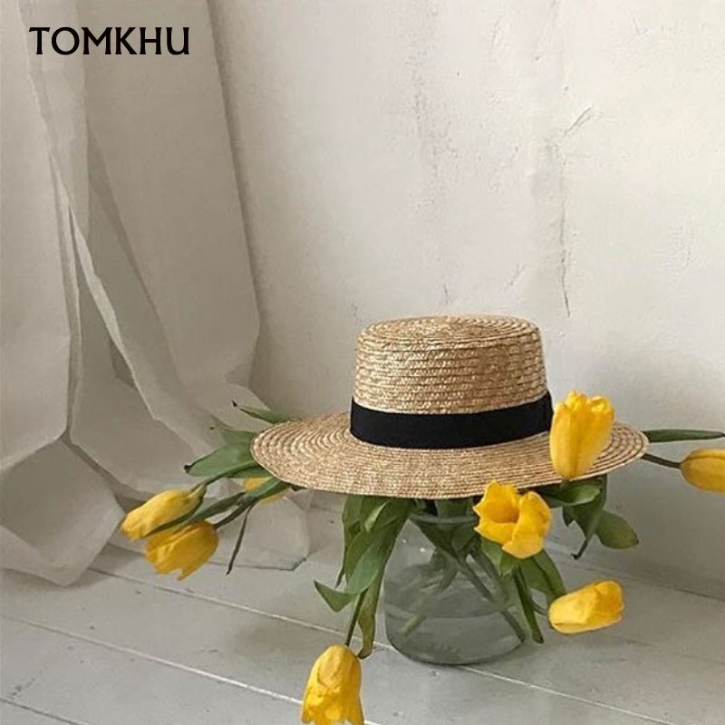 Fashion Summer Women Wide Brim Natural Straw Hat Chapeau Female Sun Hats Boater Black Panama Beach Hat Sombrero Mujer Fedora Cap