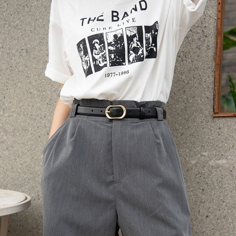 Double Leather Women Belt Fashion Waist Belt PU Leather Metal Buckle For Ladies Leisure Dress Jeans Wild Waistband