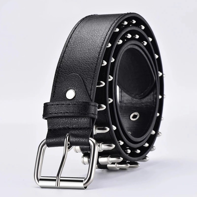 New fashion ladies leather punk belt hollow rivet luxury brand belt personality rock wild adjustable young trend belt2021New