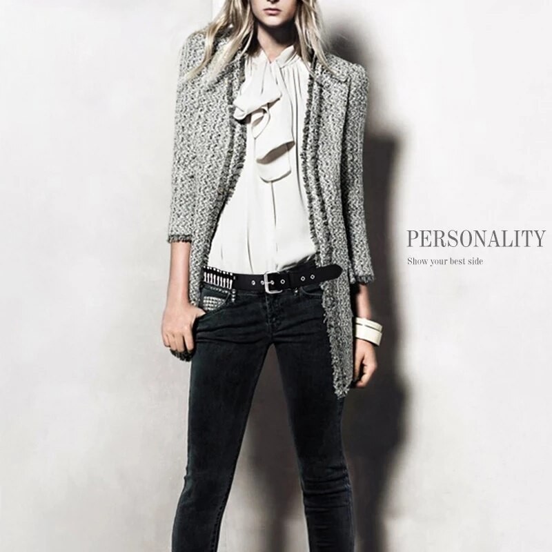 New fashion ladies leather punk belt hollow rivet luxury brand belt personality rock wild adjustable young trend belt2021New