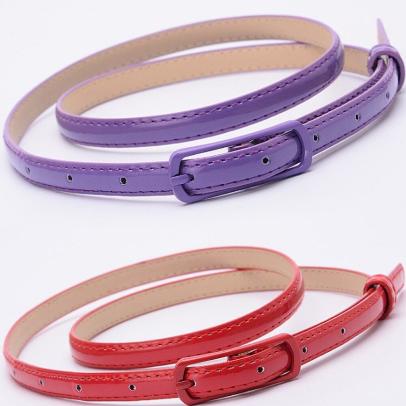 Leather Belt For Woman Thin Waistband Pin Buckle Dress Skirts Clothes Belt Dress Sweater Jeans Candy Colors Waistband