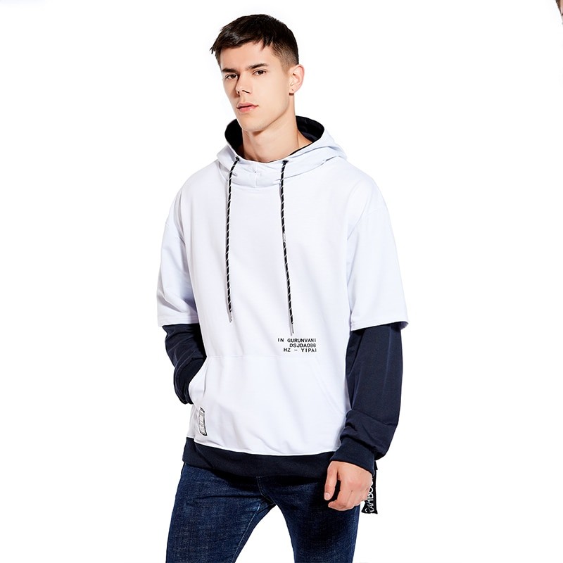 Wetailor 2022 New Hoodie Sweatshirt Mens Hip Hop Pullover Hoodies Streetwear Casual Fashion Clothes Colorblock Hoodie Cotton
