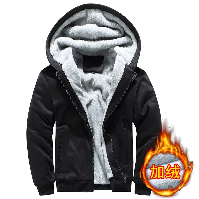 NEEDLESNOAH New Men Hoodies Winter Thick Warm Fleece Zipper Men Hoodies Coat Sportwear Male Streetwear Hoodies Sweatshirts