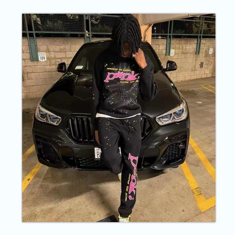 23Men's and Women's Hooded Sweatshirt, Heavy Fabric Sweater with Hip Hop Web Puff Print Sp5der 555555, 1:1, High Quality, Youth