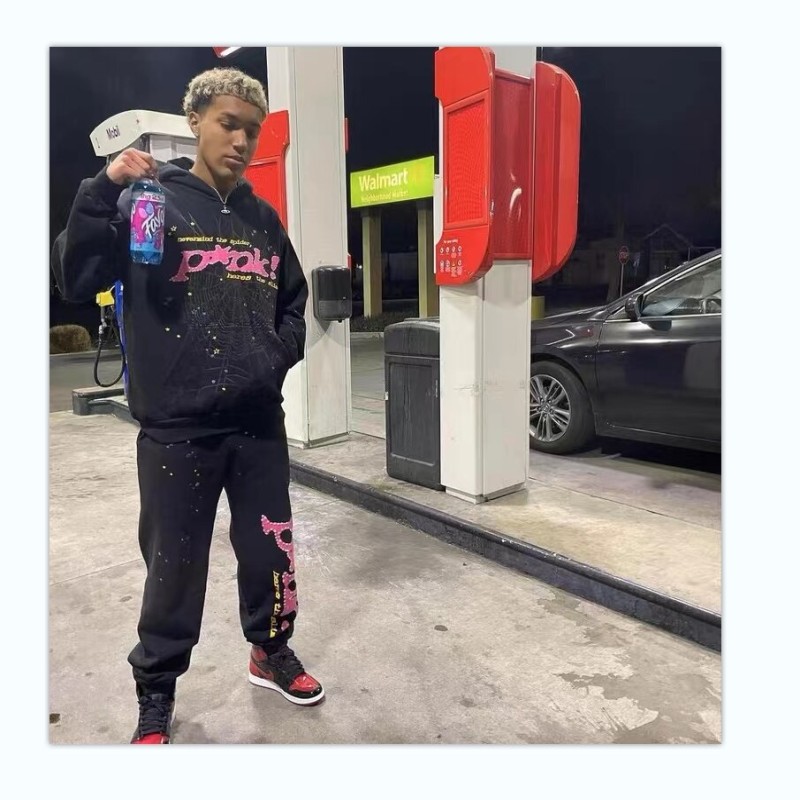 23Men's and Women's Hooded Sweatshirt, Heavy Fabric Sweater with Hip Hop Web Puff Print Sp5der 555555, 1:1, High Quality, Youth