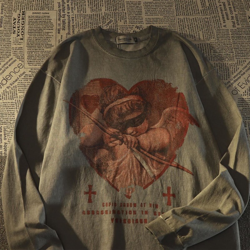 European and American tide brand love Cupid sweater men and women American loose ins street style all match trend couple tops