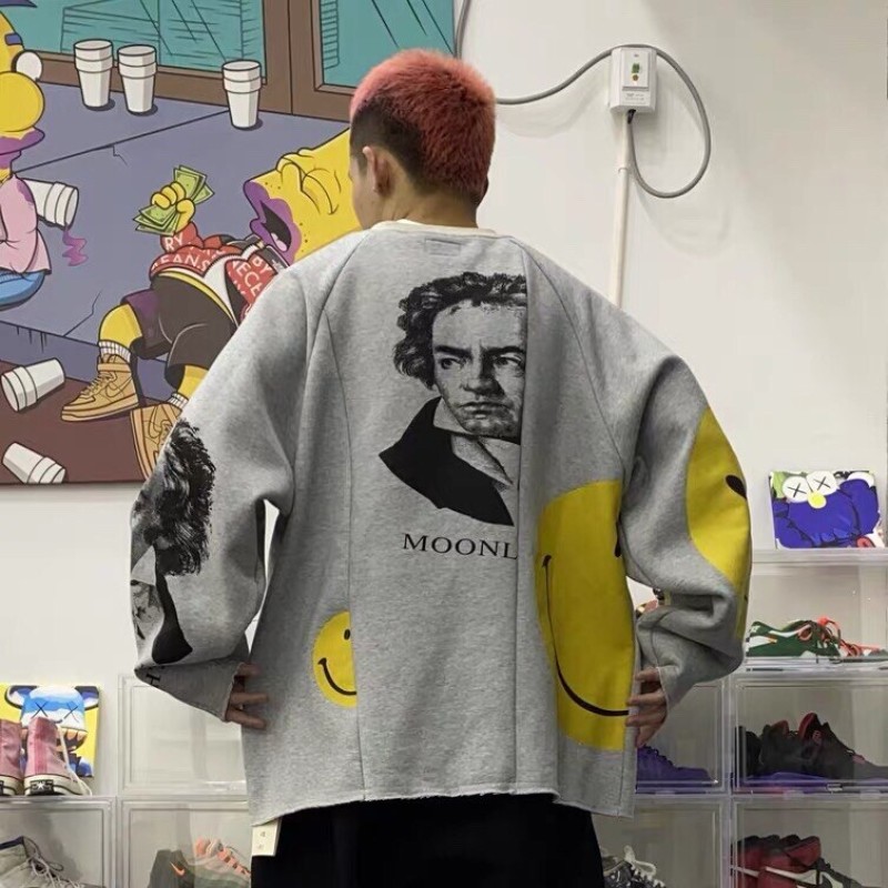 KAPITAL Cutting Sweatshirts Men Women High Quality Musician graphic printing KAPITAL Hoodies Cotton Crewneck