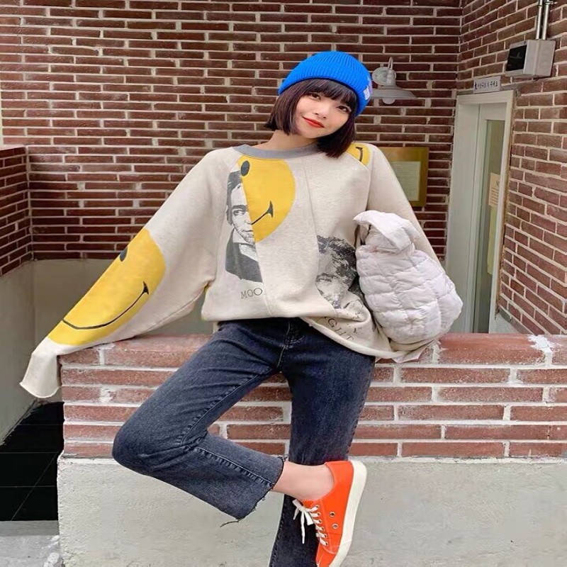 KAPITAL Cutting Sweatshirts Men Women High Quality Musician graphic printing KAPITAL Hoodies Cotton Crewneck