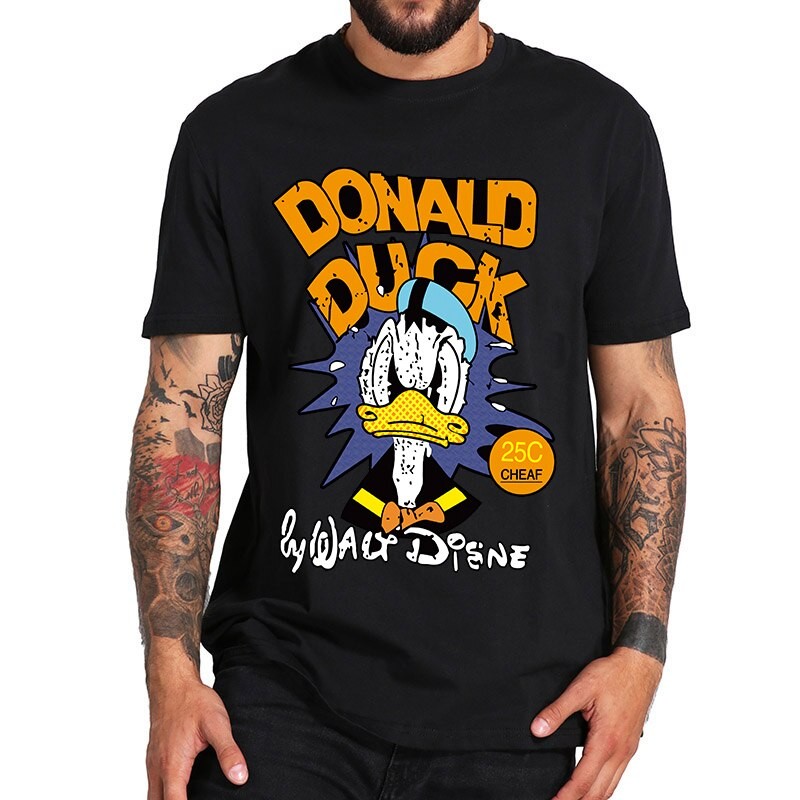 Disney Men's T-shirt Funny Donald Duck Printed Unisex Short-sleeved Cotton T-shirt Summer Men &amp; Women In The Same Paragraph Top