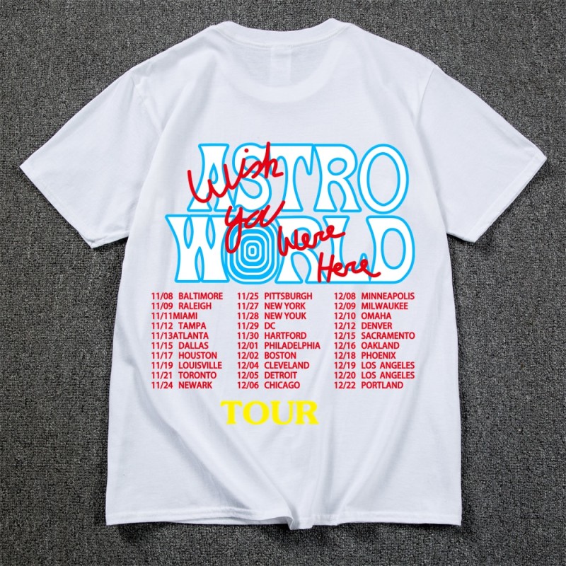 New Summer Hip Hop T Shirt Men Women Cactus Jack ASTROWORLD Harajuku T-Shirts WISH YOU WERE HERE Letter Print Tee Tops