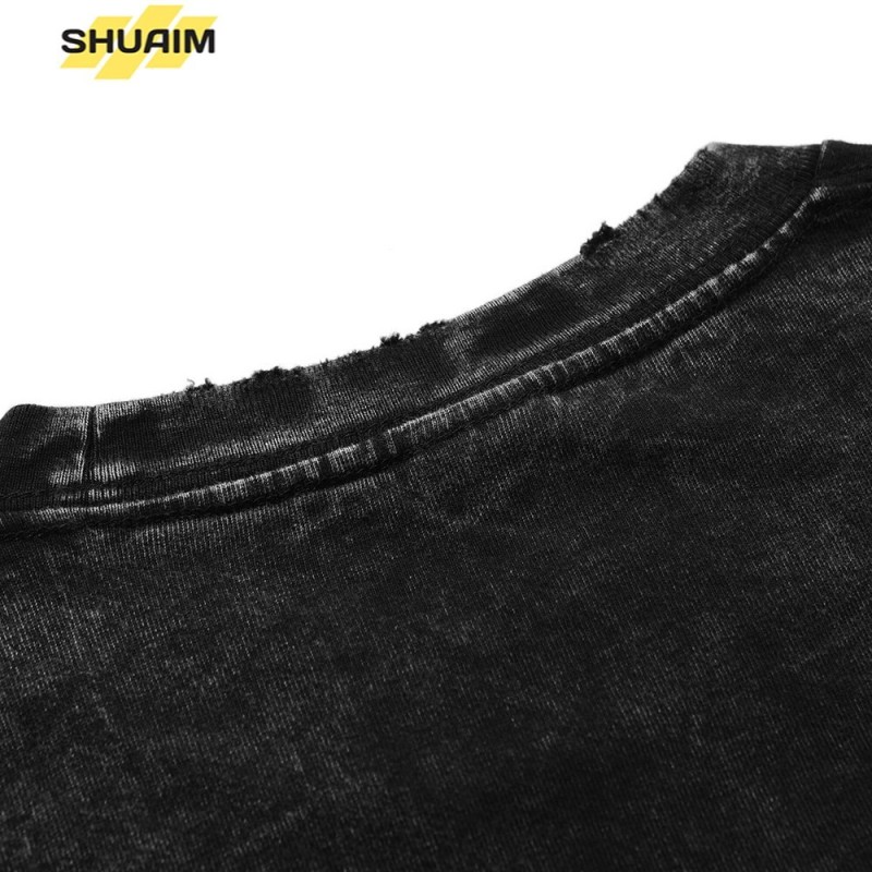 2023 Hip Hop Streetwear Washed T Shirt Print T-Shirt Harajuku Vintage Cotton Casual Spring Summer Short Sleeve Tshirt Tops Tees