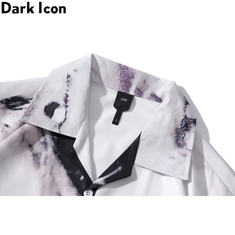 Dark Icon Vintage Street Men's Shirts Short Sleeve Summer Thin Material Hawaiian Shirt Man Blouse Male Top