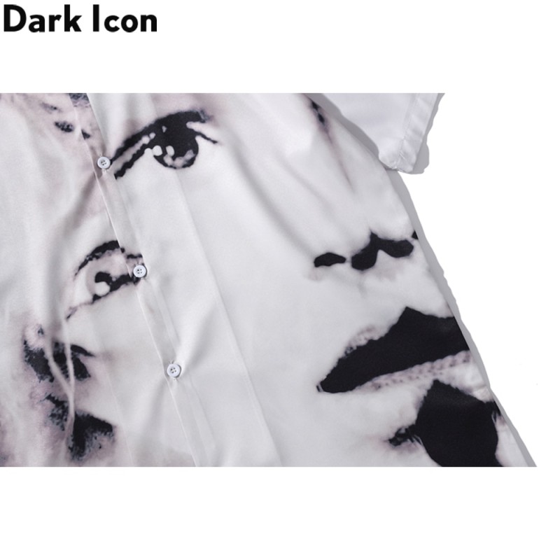 Dark Icon Vintage Street Men's Shirts Short Sleeve Summer Thin Material Hawaiian Shirt Man Blouse Male Top