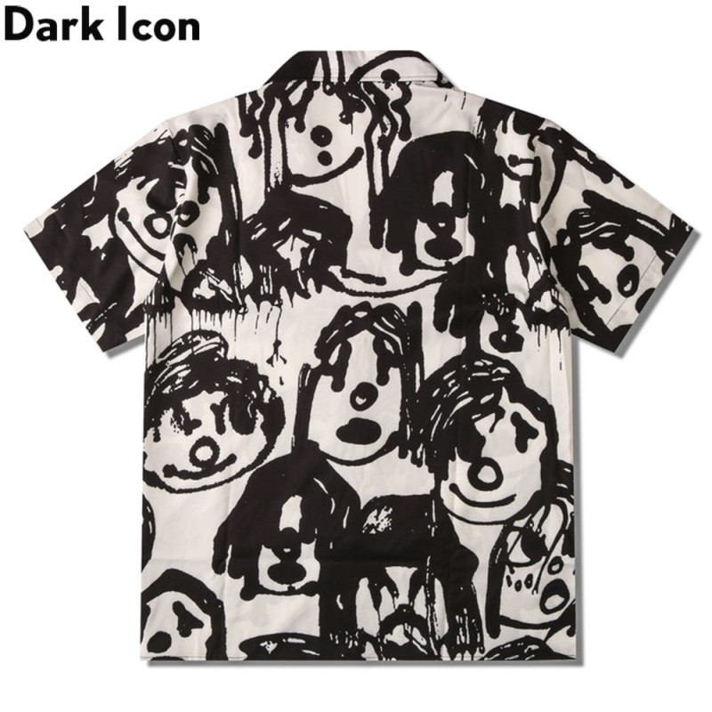 Dark Icon Funny Printed Vintage Street Men's Shirt 2021 New Arrival Summer Shirts for Man Male Top