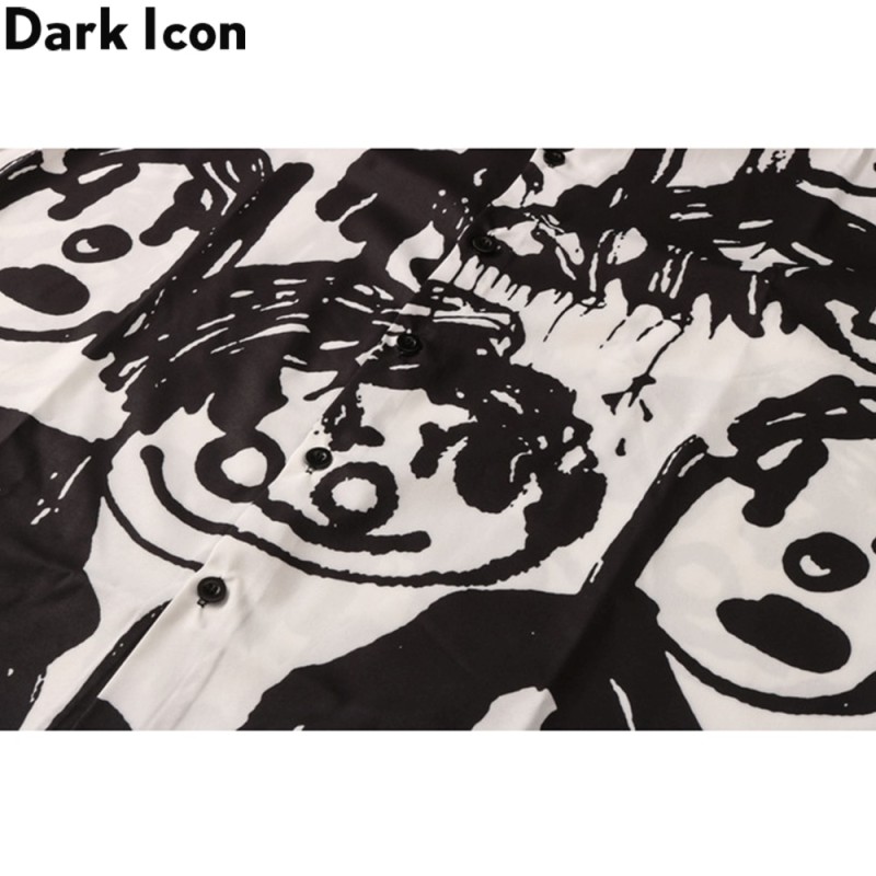 Dark Icon Funny Printed Vintage Street Men's Shirt 2021 New Arrival Summer Shirts for Man Male Top
