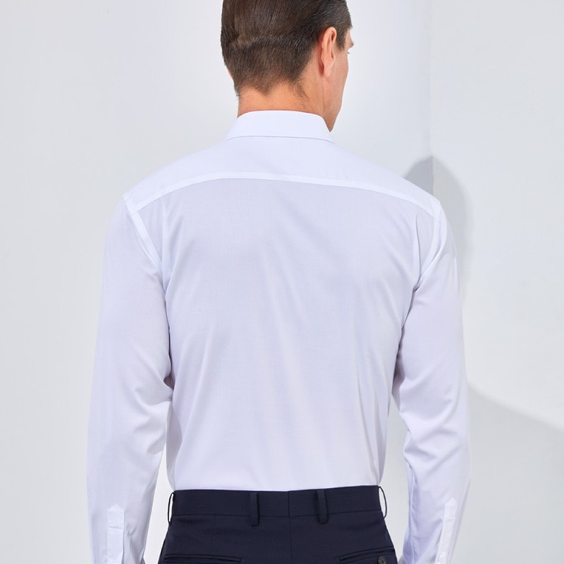 Bamboo Fiber Men White Shirt Long Sleeve Regular Fit Formal Business Social Camisas Plus Large Size 8XL 7XL 6XL 5XL