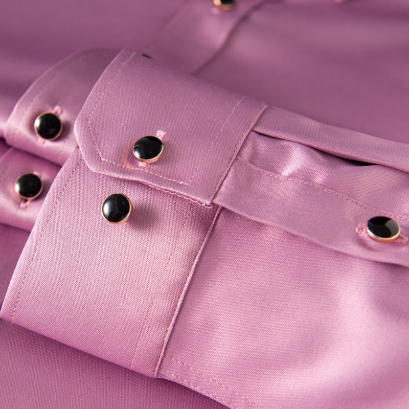 Men Shirts Casual Long Sleeve Luxury Wrinkle Free Drill Button Fashion Solid Silky Elegant Formal Social No Ironing Male Clothes