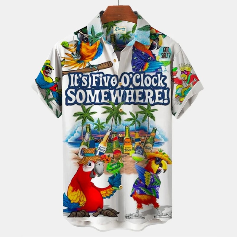 Hot Sale Hawaiian Shirt for Men 3d Cartoon Flamingo Men's Shirt Beach Oversized Funny Men's Clothing Fashion Summer Short Sleeve