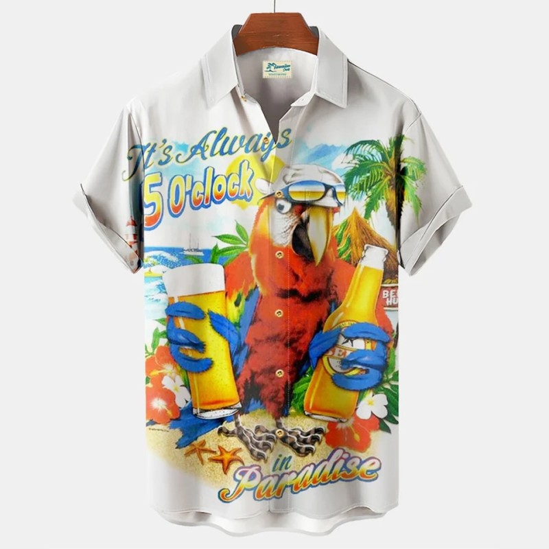 Hot Sale Hawaiian Shirt for Men 3d Cartoon Flamingo Men's Shirt Beach Oversized Funny Men's Clothing Fashion Summer Short Sleeve