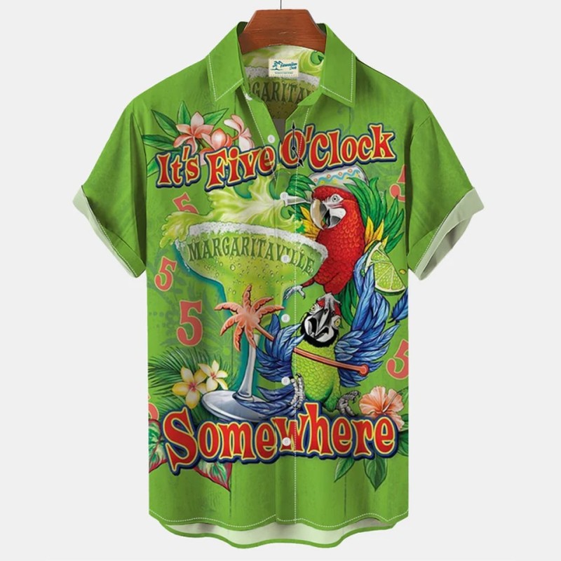Hot Sale Hawaiian Shirt for Men 3d Cartoon Flamingo Men's Shirt Beach Oversized Funny Men's Clothing Fashion Summer Short Sleeve
