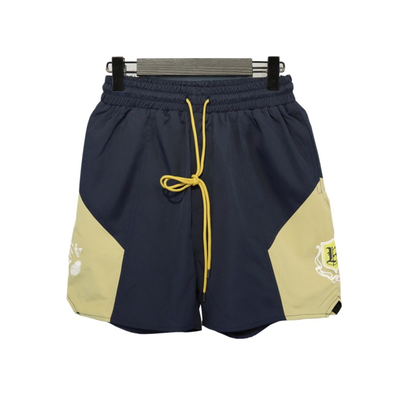 2023 New Summer Rhude Shorts Men Women Coconut Medal Print Streetwear Spliced Inside Mesh Drawstring Elastic Waist Breeches