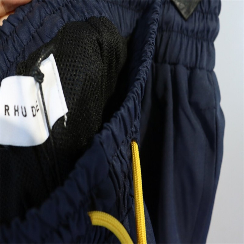 2023 New Summer Rhude Shorts Men Women Coconut Medal Print Streetwear Spliced Inside Mesh Drawstring Elastic Waist Breeches