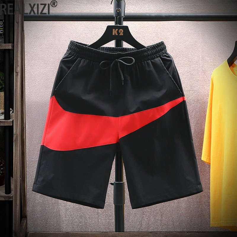 Men's Beach Pants Big Hook College Style Shorts Elastic Belt Quick-drying Five-point Pants Casual Splicing Color Contrast Short