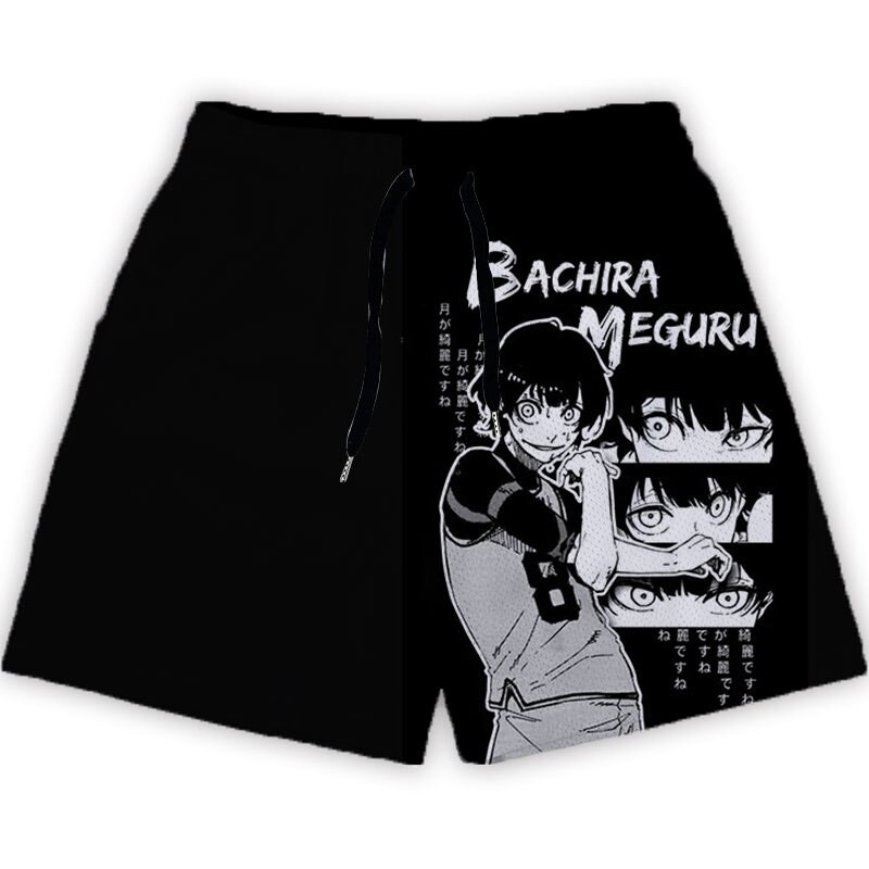 Anime Blue Lock Shorts Printed Fashion Street Gym Shorts Men Loose Casual Daily Workout Jogging Fitness Summer Beach Shorts