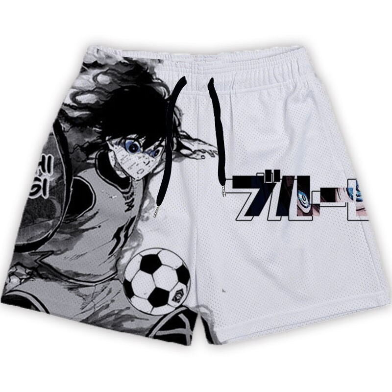 Anime Blue Lock Shorts Printed Fashion Street Gym Shorts Men Loose Casual Daily Workout Jogging Fitness Summer Beach Shorts